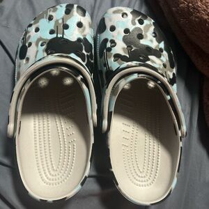 CROCS Black and Blue Mules with Classic Clog Design